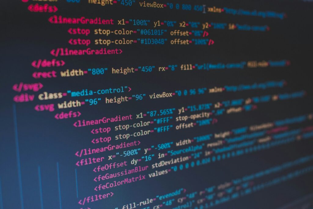 Website code on a screen